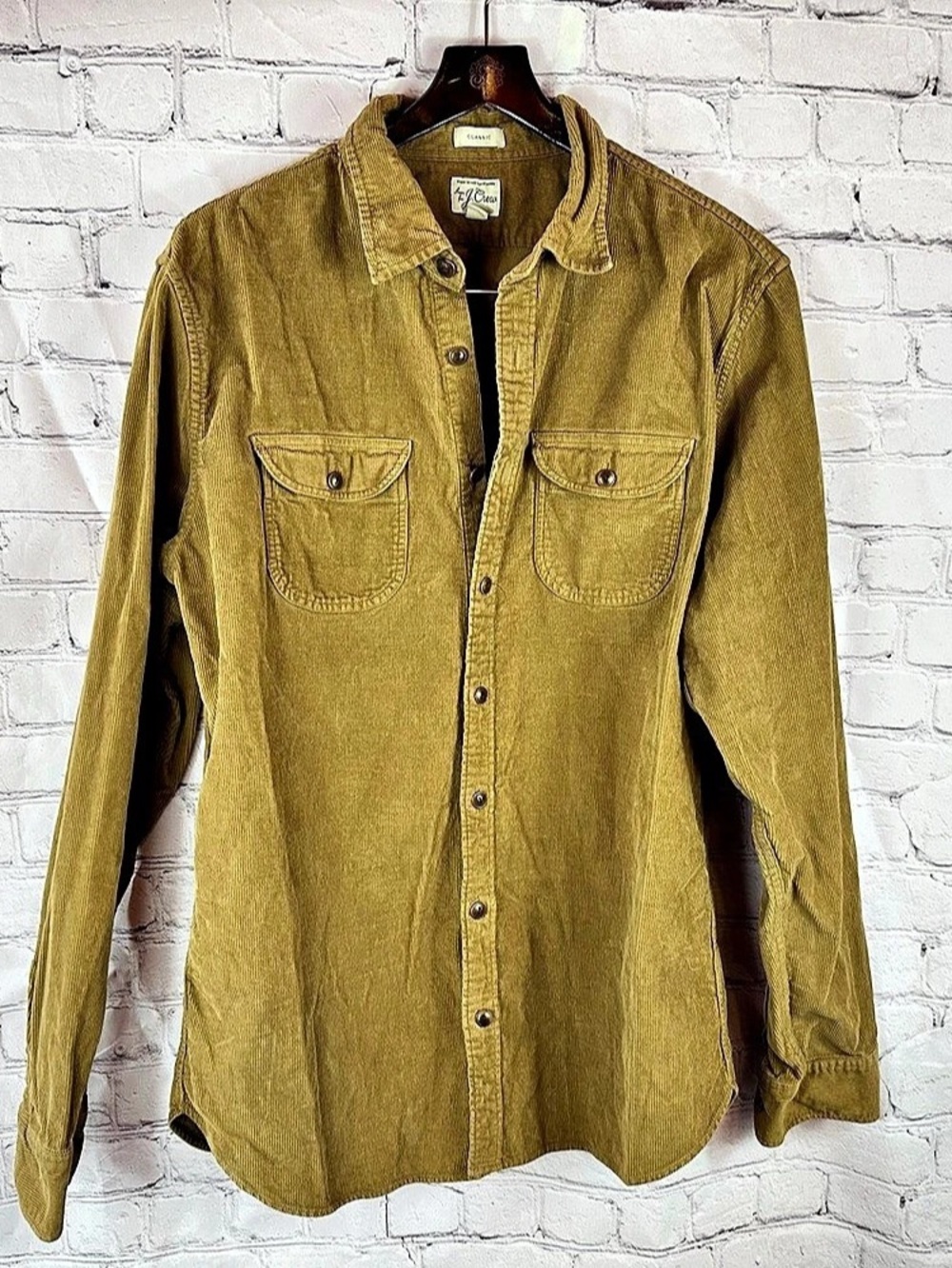 J.Crew Classic Corduroy Button-Down Shirt Brown Large